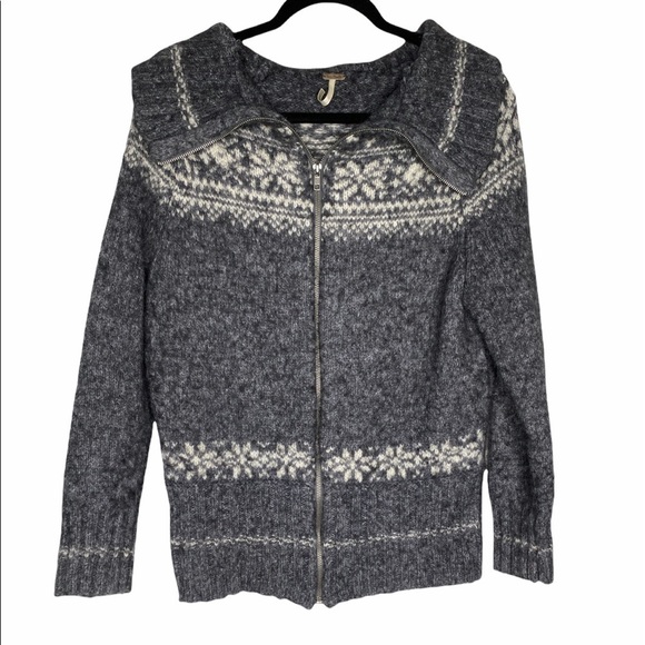 Free People knit fair Isle nordic zip jacket - Picture 1 of 9